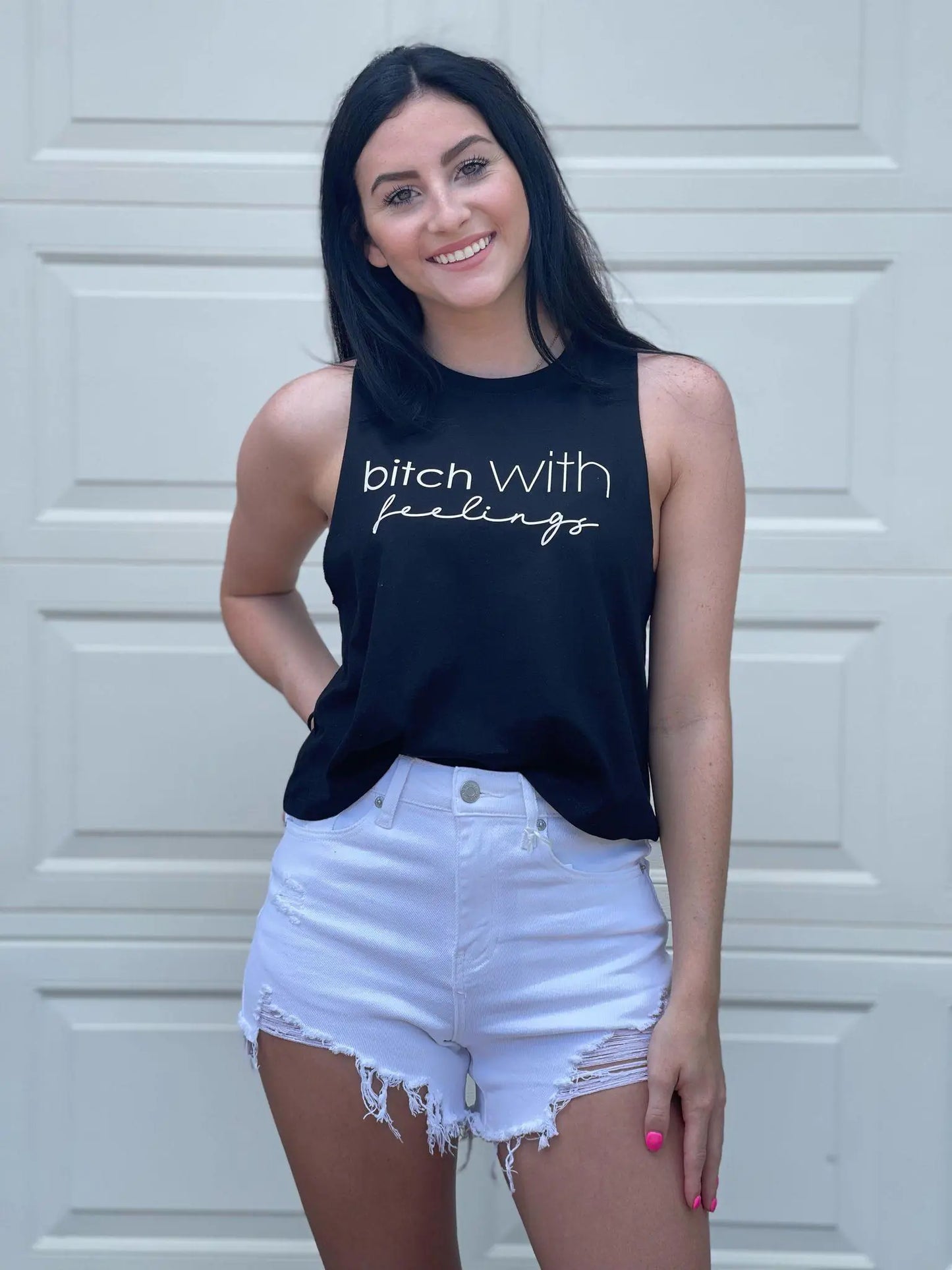 Bitch With Feelings Cropped Muscle Tank Top