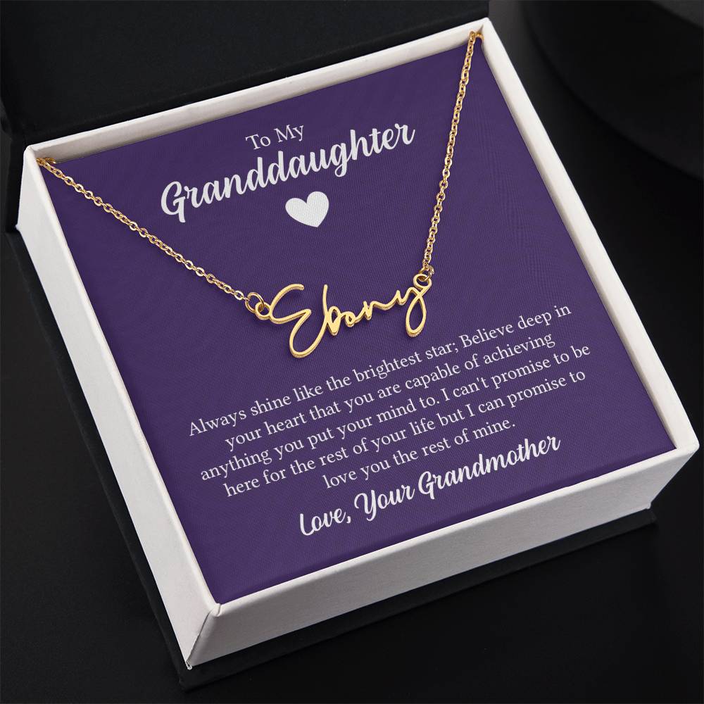 Signature Name Necklace - For Granddaughter From Grandmother