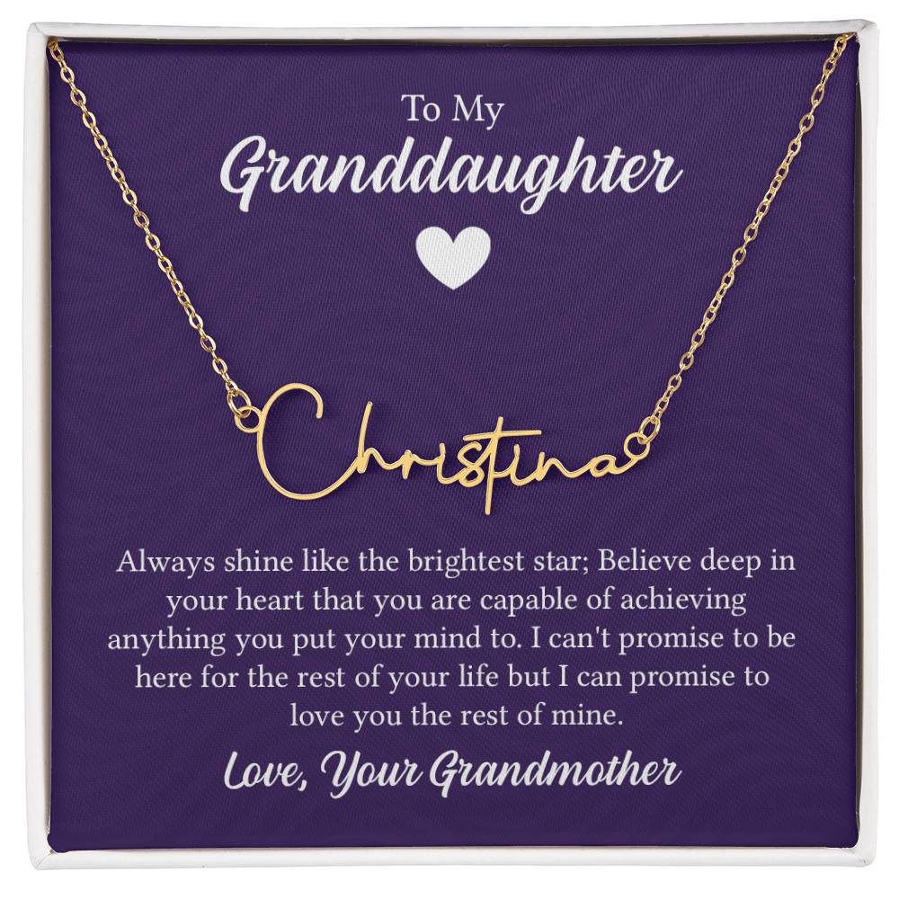 Signature Name Necklace - For Granddaughter From Grandmother