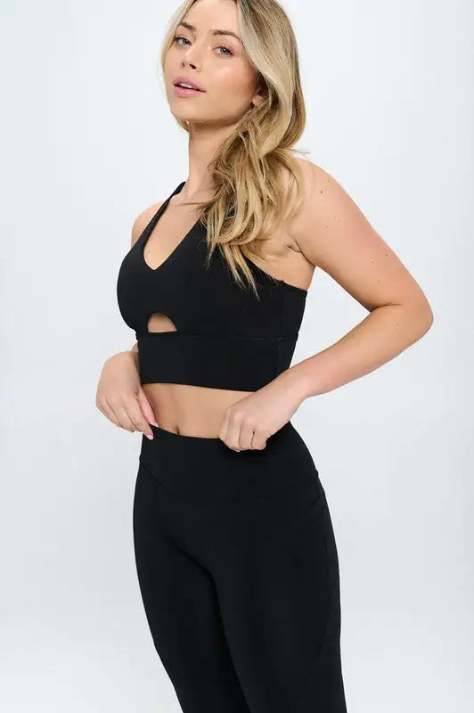 Two Piece Activewear Set with Cut-Out Detail