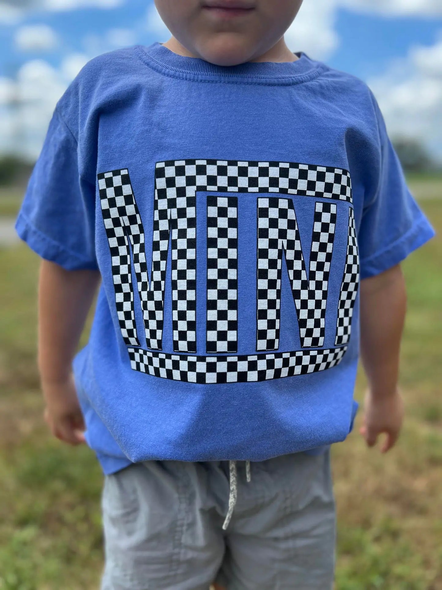 Checkered Mini Youth Blue Tee