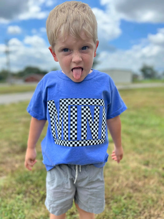 Checkered Mini Youth Blue Tee